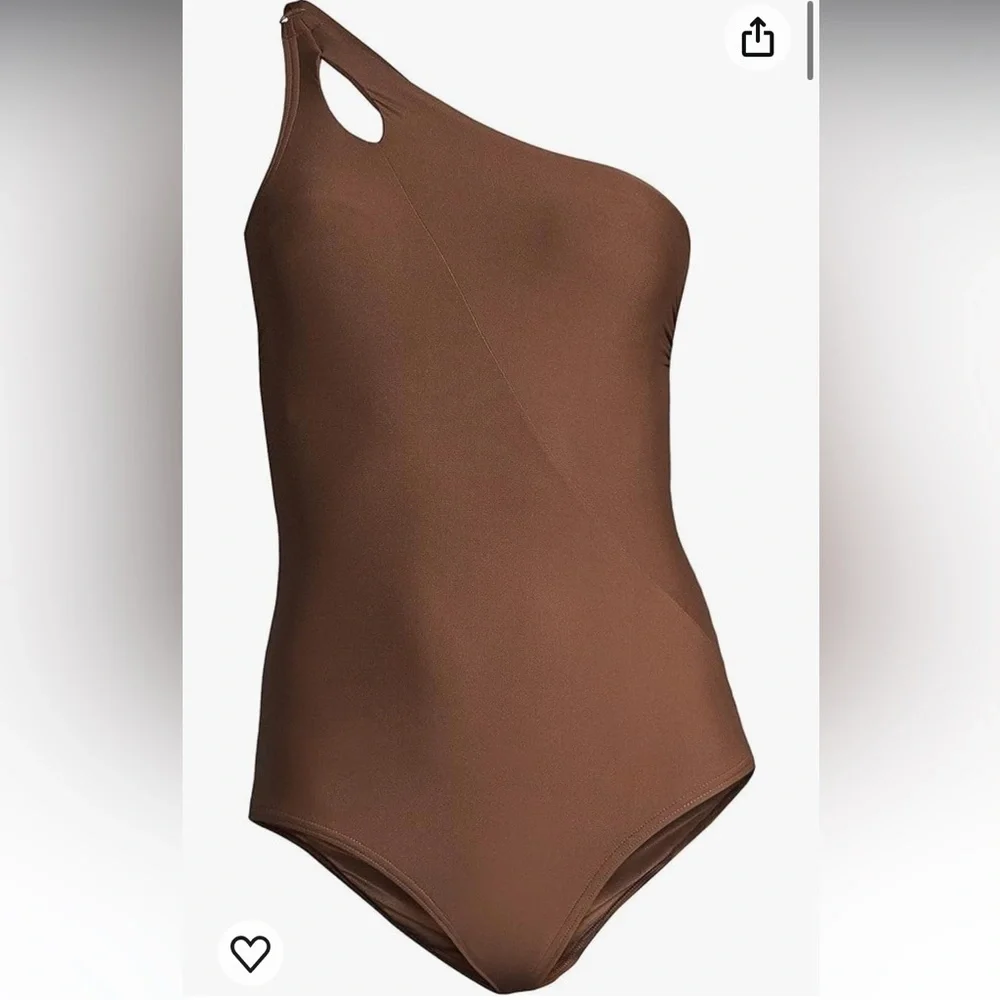 Lands End Brown One Shoulder One Piece Swimsuit Sz.‎ 24W NWT